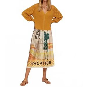 NEW ME369 elizabeth printed midi skirt in multicolor